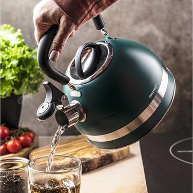 Чайник Kinghoff 1.8L з нержавіючої сталі, Induktion, з свистком, матовий зелений, KH-1855