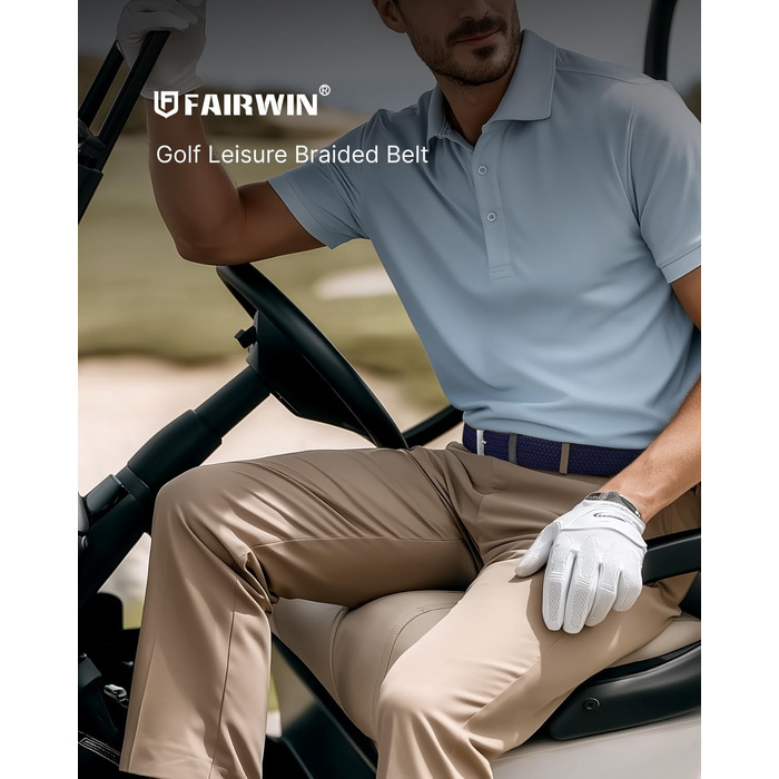 Чоловічий плетіний еластичний ремінь Fairwin, темно-синій, розмір M (довжина 105 см, для талії 80-90 см)