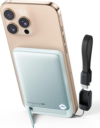 Power Bank INIU Magsafe 20W з ключовим ланцюжком та підставкою, 5000mAh (блакитний)