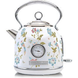 Laura Ashley Elveden Wireless Electric Kettle - 1.7L Stainless Steel, 2.2kW Fast Boil, Temperature Display & Overheat Protection