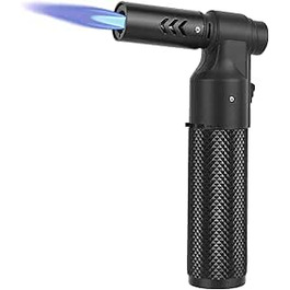 Заправляне бутанове запальничка Jet, регульоване полум'я, ветростійке, кухонний пальник, подарунок для чоловіків, гриль, кемпінг, кухня (бутан-газ не входить) Чорний