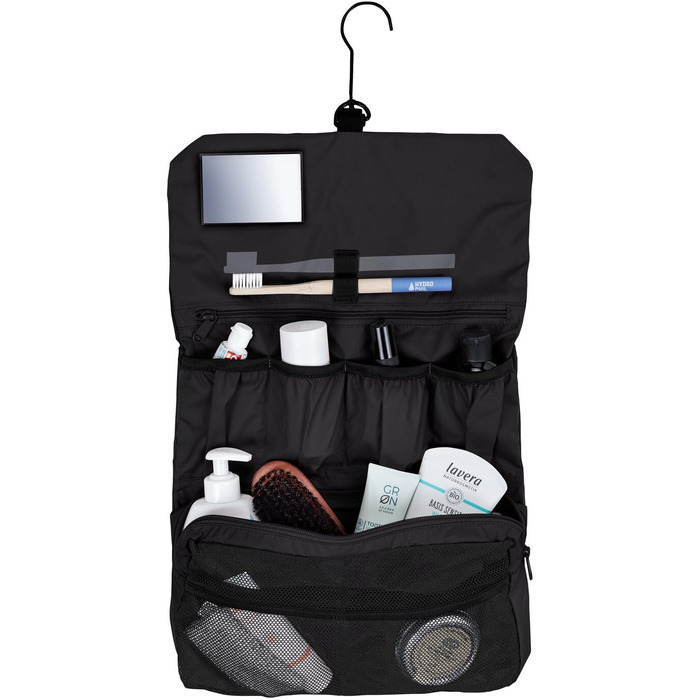 Kulturbeutel VAUDE WegaWrap: Косметичка з дзеркалом, тримачем для зубної щітки та гачком для підвішування, водонепроникна, чорна