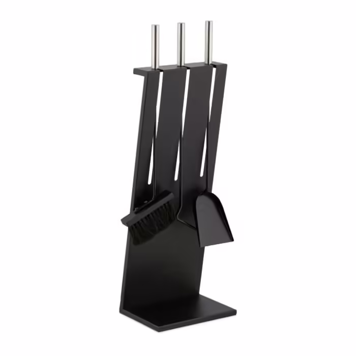 Relaxdays 4-Piece Fireplace Set in Black