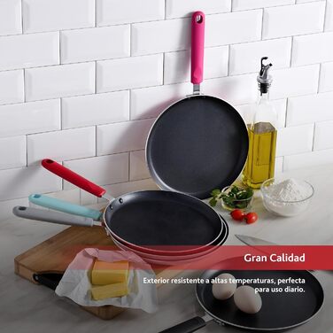 Сковорода RENBERG JAZZY 24 см з антипригарним покриттям, червона, індукція, алюмінієва з м'якою ручкою