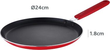 Сковорода RENBERG JAZZY 24 см з антипригарним покриттям, червона, індукція, алюмінієва з м'якою ручкою