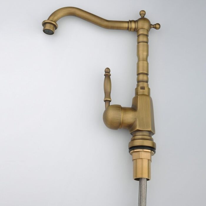 Кухонний змішувач з одним важелем Einlochmontage з нержавіючої сталі з поворотним виливом, керамічний картридж