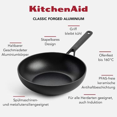 Млинцева пательня KitchenAid Classic Forged 24 см, анодований алюміній, керамічне антипригарне покриття без PFAS, для індукції, духовки та посудомийки, чорна