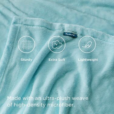BEDSURE Плед з флісу - теплий зимовий плед, великий розмір 220x240 см, для дивана та крісла, м'який та затишний, колір блакитний