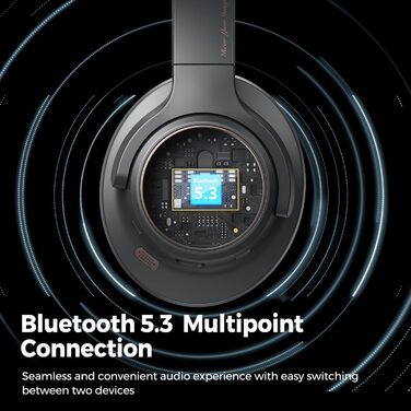 SoundPEATS Space навушники Bluetooth Over-Ear з гібридним ANC, ENC-мікрофоном, 40мм драйвером, 5.3, 123 години, білий (чорний)