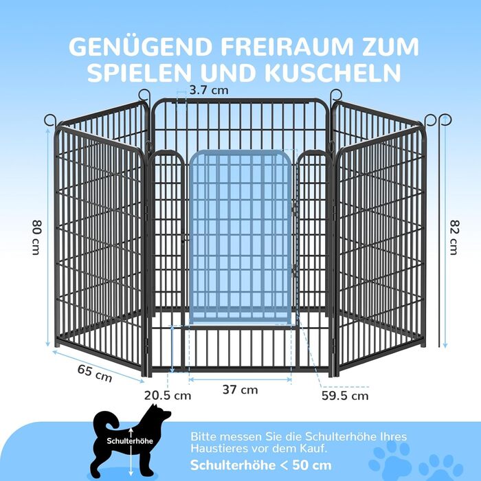 Клітка для цуценят, ігровий вольєр для собак, 65 x 80 см, металева, з дверцятами та засувом