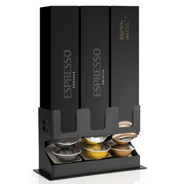 Тримач для кавових капсул RECAPS для Nespresso Vertuo/Vertuoline, органайзер на стіл зі сталевим дном, диспенсер для 30 капсул (3 відсіки)