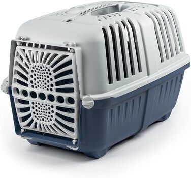 Транспортний бокс для собак Lionto, 55x36x36 см, з ручкою, для собак та котів, до 15 кг, синій