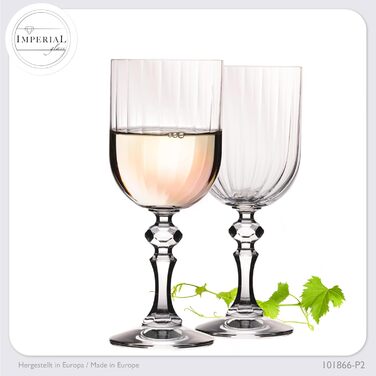 Набір з 6 витончених келихів для білого вина 'Прага' 320 мл, Crystalline скло, стійке до миття в посудомийній машині, вінтажний стиль, прозорі