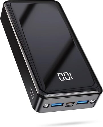 Портативний зарядний пристрій Power Bank 24000 mAh з ліхтариком, LED дисплеєм та швидкою зарядкою Type C. Зовнішній акумулятор для iPhone, iPad та інших пристроїв.