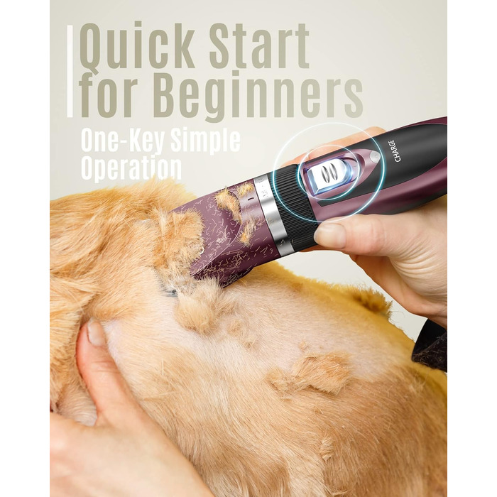 Oneisall Cordless Pet Hair Trimmer - Professional Dog & Cat Grooming Clippers - Electric Hair Trimmer Set with Pink Design