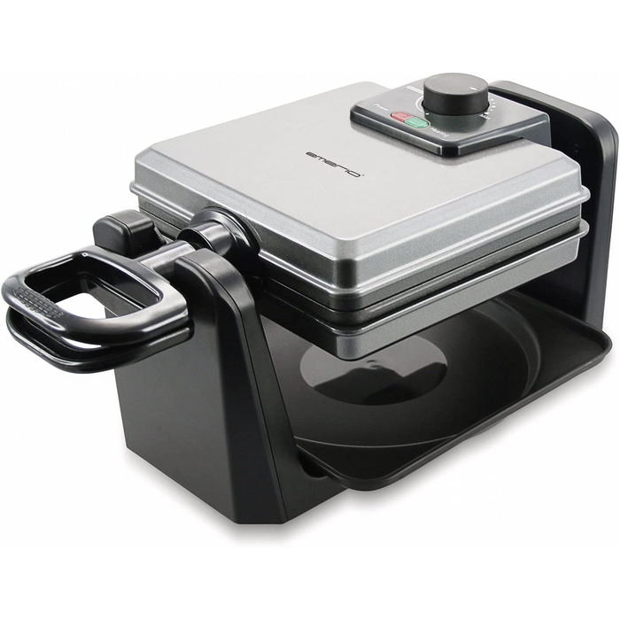 Вафельниця Emerio для приготування 4 бельгійських вафель одночасно, з професійним обертанням, антипригарне покриття, регулятор температури, 1000 Вт, срібна, WM-110984.4