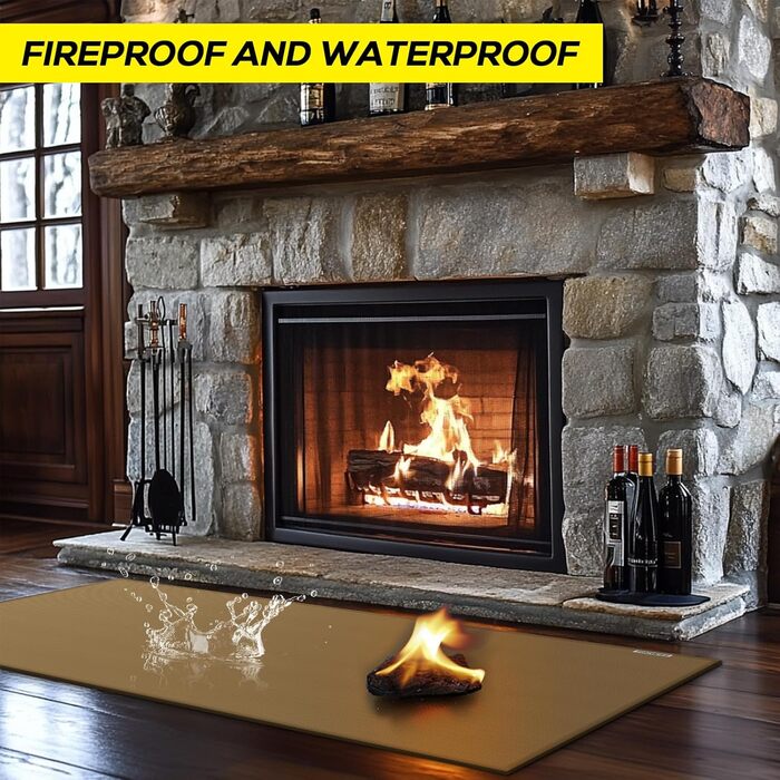 Килимок під гриль, захист від вогню, 105x60 см, для газового гриля, силікон-склотканина, коричневий