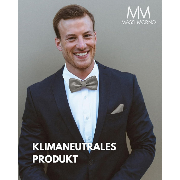 Комплект метелик Massi Morino з нагрудною хустинкою для чоловіків, сірий, регульований - ідеально для весілля та ділового стилю