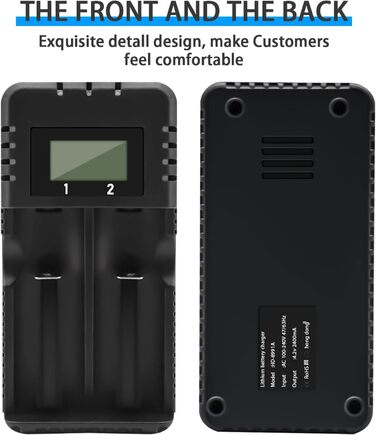 Зарядний пристрій для акумуляторів Li-Ion з LCD-дисплеєм, 4 слоти, швидка зарядка, сумісний з 26650/18650/14500/16340