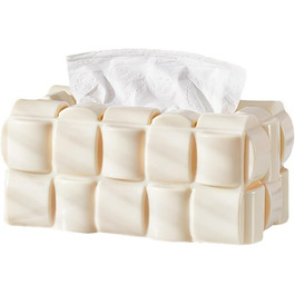 Tissue Box Holder, Multifunctional, Waffle Tissue Box Dispenser, Napkin Cover for Home, Office, Restaurant (Cream)