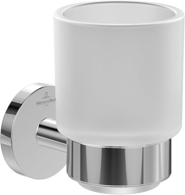 Villeroy & Boch Elements - Striking tumbler holder, toothbrush holder for wall mounting, toothbrush holder made of satinized glass with brass, chrome (round) holder