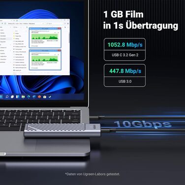 Зовнішній корпус для SSD UGREEN M.2 NVMe/SATA USB 3.2 Gen 2, швидкість 10 Гбіт/с