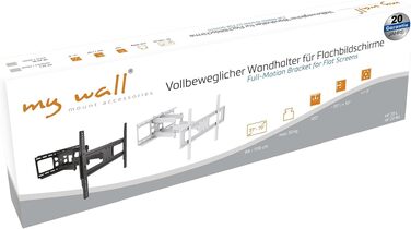 Повноповоротний настінний кронштейн для телевізора mywall HF20WL (37-70 дюймів), витримує до 50 кг, VESA 600x400, регулювання нахилу та повороту, відстань від стіни 64-510 мм