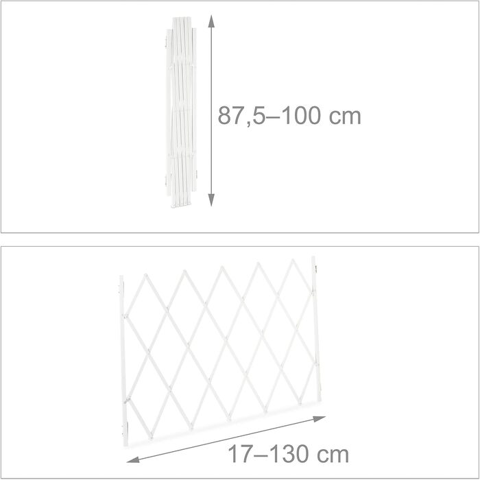 Захисне ворота для собак Relaxdays, розтягується до 130 см, висота 87,5-100 см, бамбук, біле XL
