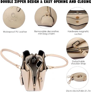 Сумка жіноча Myhozee середнього розміру зі штучної шкіри, чорна: сумка-шопер, кросбоді, сумка на плече