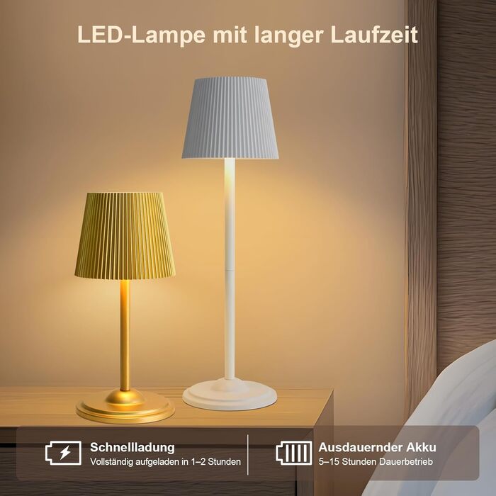 Світлодіодна настільна лампа бездротова з регулюванням висоти, USB-C нічник з 3 режимами освітлення та димером, портативна металева акумуляторна лампа для вітальні, спальні та вулиці (Чорна)