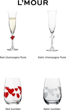 Champagnerські келихи Stölzle Lausitz L'Amour, 2 шт, 175 мл – Ідеальні для шампанського, секти та просекко – Зроблені з кришталевого скла без свинцю, стійкі до пошкоджень, придатні для миття в посудомийній машині