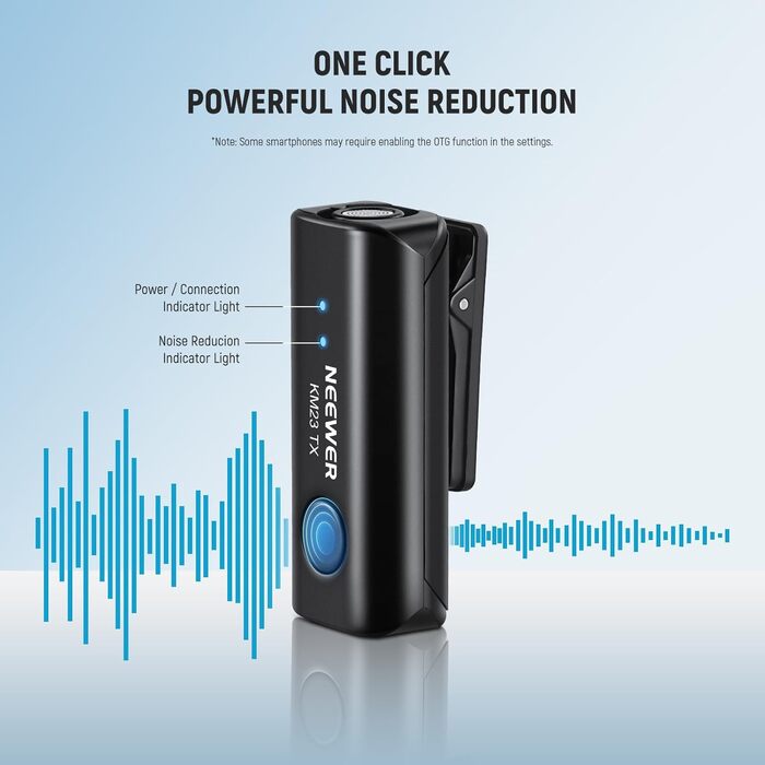 NEEWER Бездротовий петличний мікрофон KM23: 48kHz/24Bit, 8 годин роботи, шумозаглушення, USB-C, сумісний з DJI, Insta360, iPhone, Android, PC