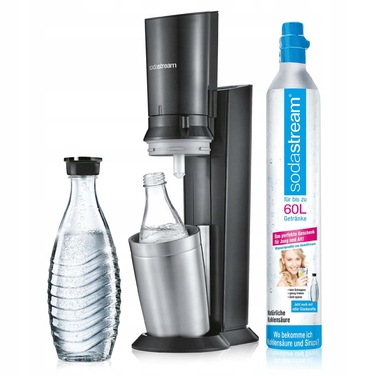 Сифон для води SodaStream Crystal 2.0, скляний графин + балон CO2, чорний
