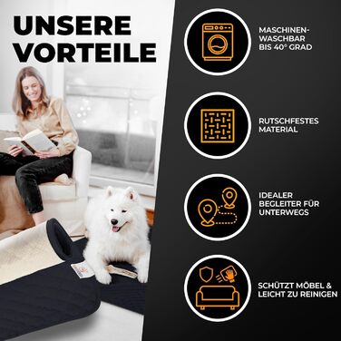 Водонепроникний килимок для собак SympaTierisch - захист дивану та ліжка - антиковзаюча підстилка для собак, великих розмірів, придатний для прання - Чорний, 205 x 160 см