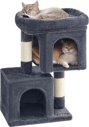Feandrea Cat Tree Small, 67 cm Cat Tree, Cat House for Kittens up to 3 kg, Large Platform, Sisal Posts, PCT611W01 (Smoke Grey)
