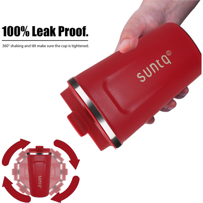 Термокружка з нержавіючої сталі SUNTQ - 510 мл, з подвійною стінкою, ізольована, з кришкою, багаторазова (Чорний)