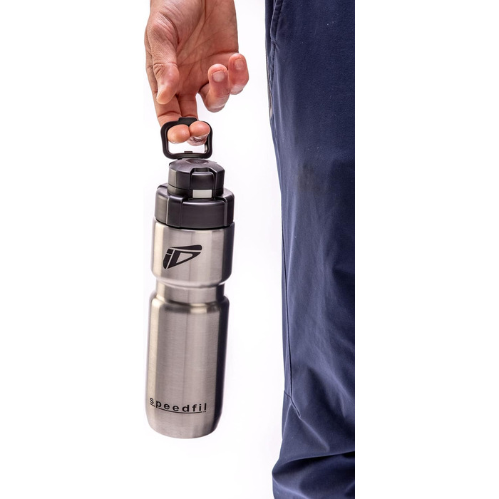 Speedfil Speedflask Vacuum-Insulated Stainless Steel Water Bottle for Cycling, Sports, with Lid 2.0 (silver)