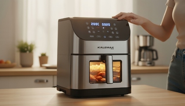 Аерофритюрниця KALEMAX без олії, 8 л, 1800 Вт, срібляста