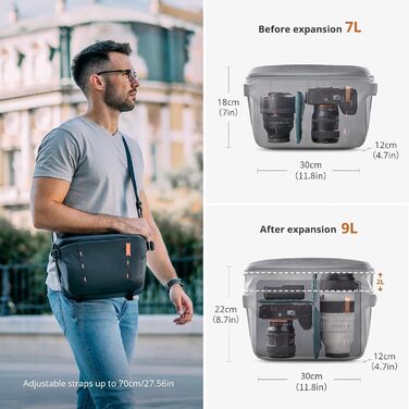 Сумка для камери PGYTECH OneMo Sling – водонепроникна фотосумка на плече для Sony, Canon, Nikon, DJI Mini 4 Pro, DJI Avata 2, DJI Mavic, Stativ, Laptop (Camo, 7L-9L)