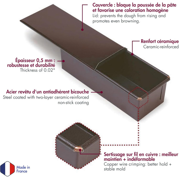Форма для тостів Gobel з кришкою, сталь, антипригарне покриття, 25x9.3x7.6 см