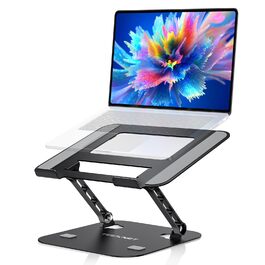 Підставка для ноутбука TECKNET, регульована по висоті, ергономічна, складна, портативна, з вентиляцією, сумісна з ноутбуками та планшетами 11-17.3 дюймів (чорна)