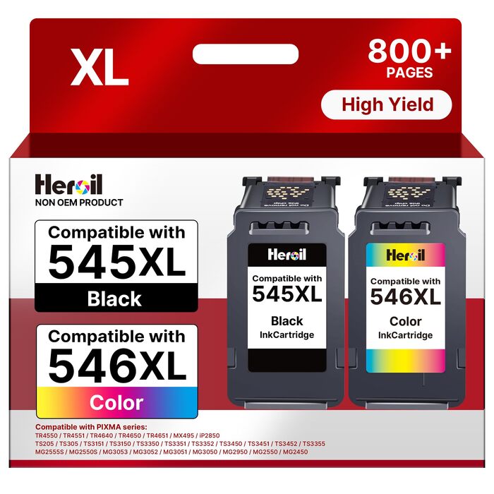 Картриджі для принтера Canon PG-545 XL та CL-546 XL (чорний та кольоровий), набір для Pixma TS3300, TS3350, TS3700, TS4150i, TR4500, TR4550, TR4600, MG2550, MG2555s, MG3050