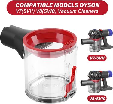 Прозорий контейнер для пилу Dyson V7 / V8, аксесуар для пилососа Dyson, з попереднім фільтром, фільтром та щіткою для очищення