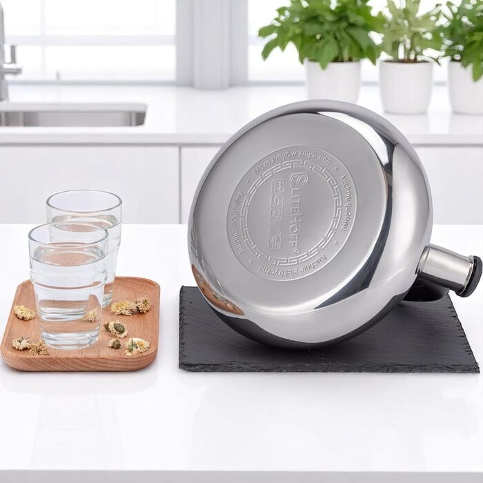 Електричний чайник EliteHoff з індукційним нагріванням, 3л, нержавіюча сталь, з автоматичним свистком, срібний, для всіх типів плит (E-5113)