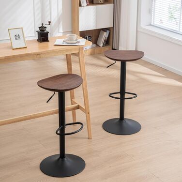 Kidol Adjustable Height Solid Wood Bar Stool - 360° Swivel, Industrial Modern Design for Kitchen Counter