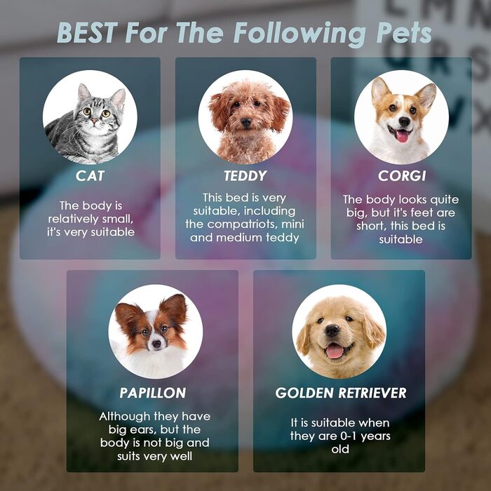 М'яке ліжко для котів та собак 50x50 см, кругла, плюшеве, з подушкою, легко миється, кольору імбиру