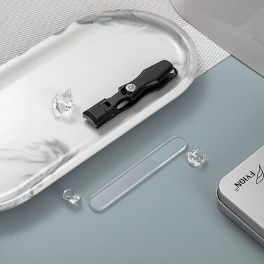 Кусачки для нігтів з лотком для обрізків, великі 8.6 см, для товстих нігтів, нержавіюча сталь, з пилкою для нігтів (чорні)