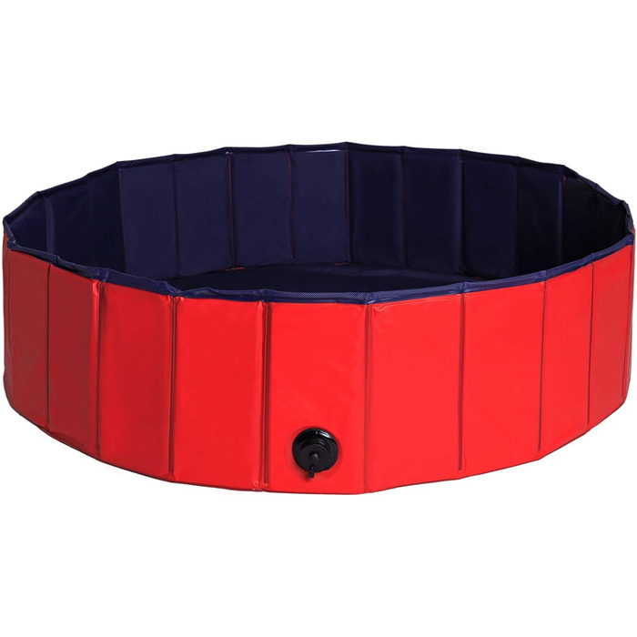 Дитячий надувний басейн для собак Lionto, Ø 80 см, 20 см заввишки, антиковзаюче покриття, зливний отвір, без насоса, синьо-червоний, S (80 см Ø)