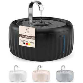 PrettyPaw фонтанчик для котів Aqua Flow Pro – тихий, з LED, фільтром з активованого вугілля, 3L (білий, чорний)
