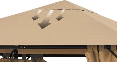 QUICK STAR Replacement Canopy for Garden Pavilion 3x3m Sand Antique Pavilion Roof Replacement Cover